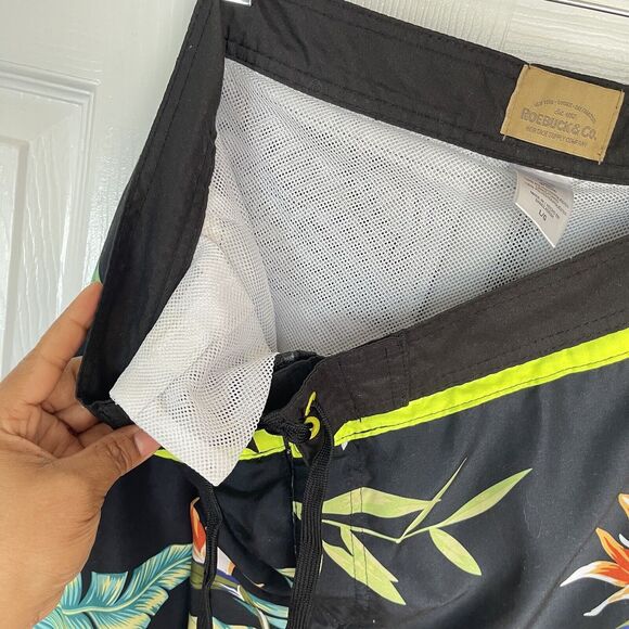 Men’s Swim Trunks Large Black Floral Roebuck & Co - Picture 8 of 16